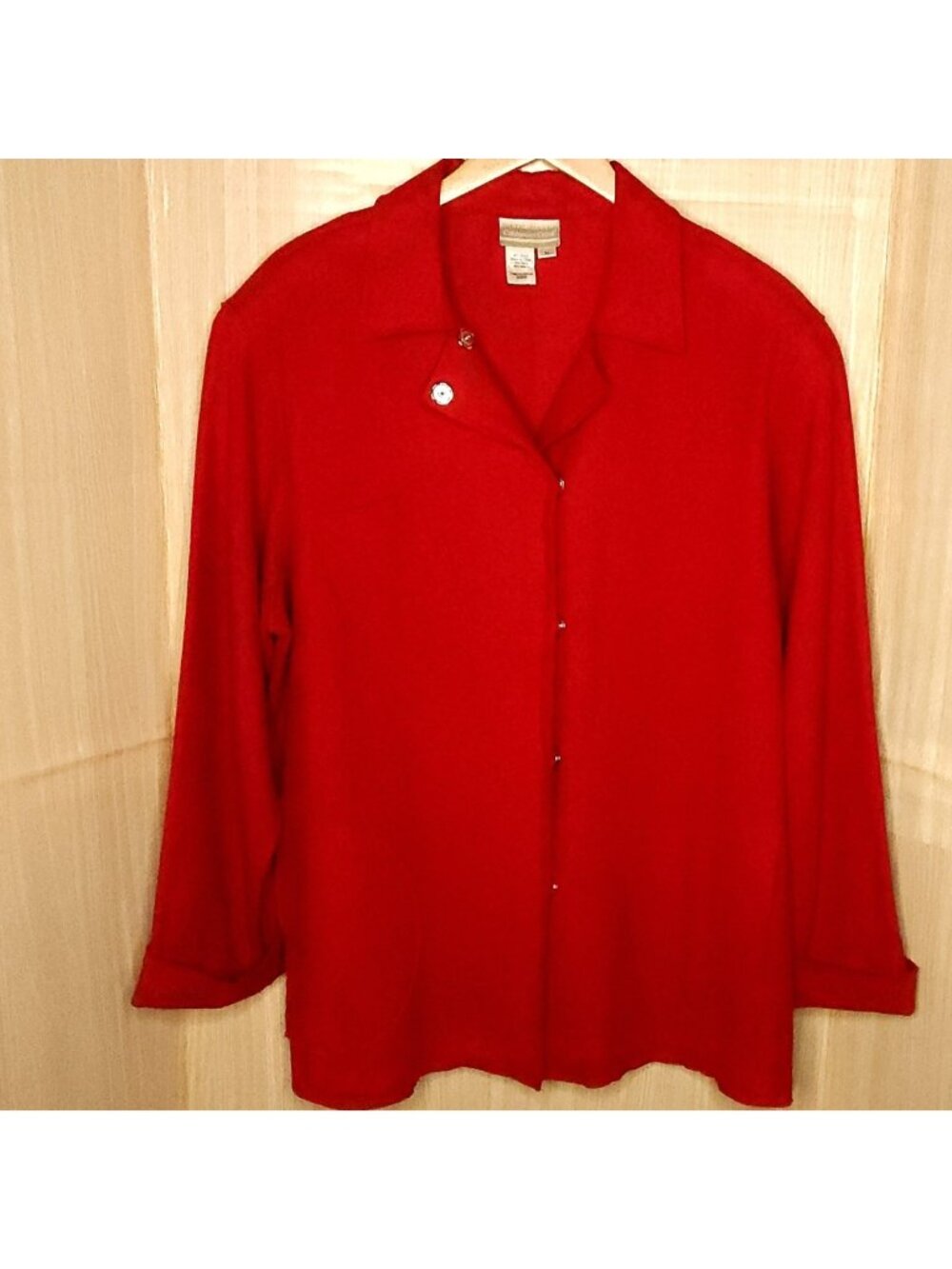Coldwater Creek Womens Red Lagan Wool Blend Snap Front Jacket XL